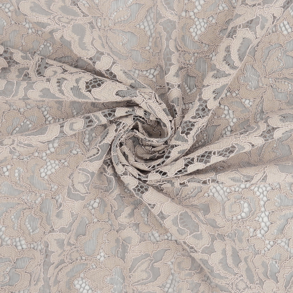 Double Sided Eyelash Scalloped Border Lace Fabric 3543 Dusty Blue/Seashell