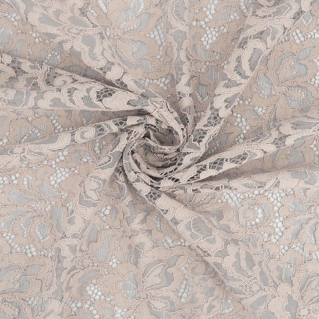 Double Sided Eyelash Scalloped Border Lace Fabric 3543 Dusty Blue/Seashell