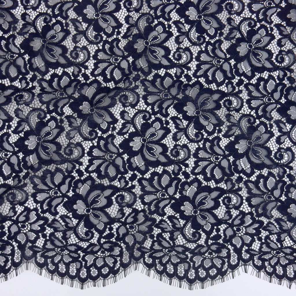 Double Sided Eyelash Scalloped Border Lace Fabric 3543 Night
