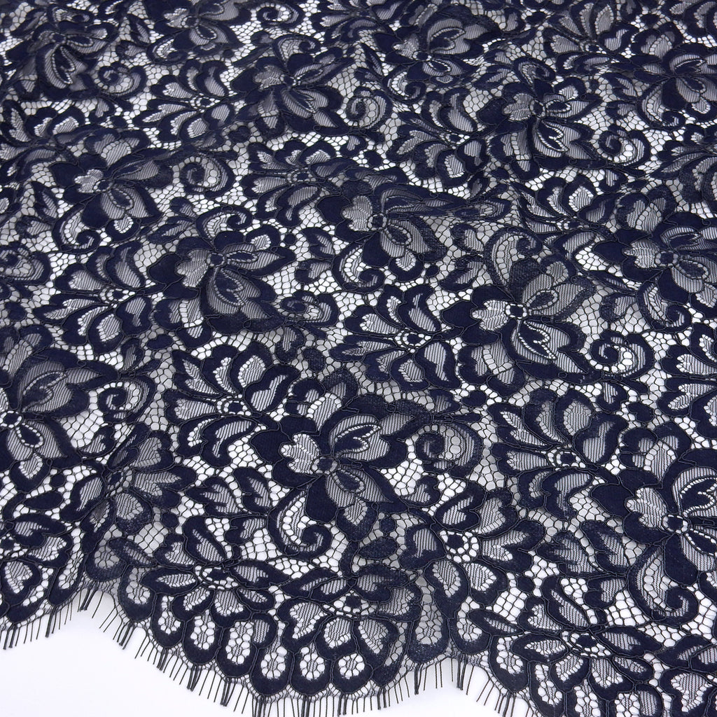 Double Sided Eyelash Scalloped Border Lace Fabric 3543 Night
