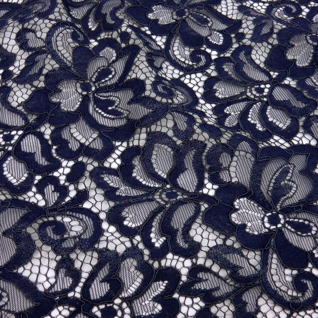 Double Sided Eyelash Scalloped Border Lace Fabric 3543 Night