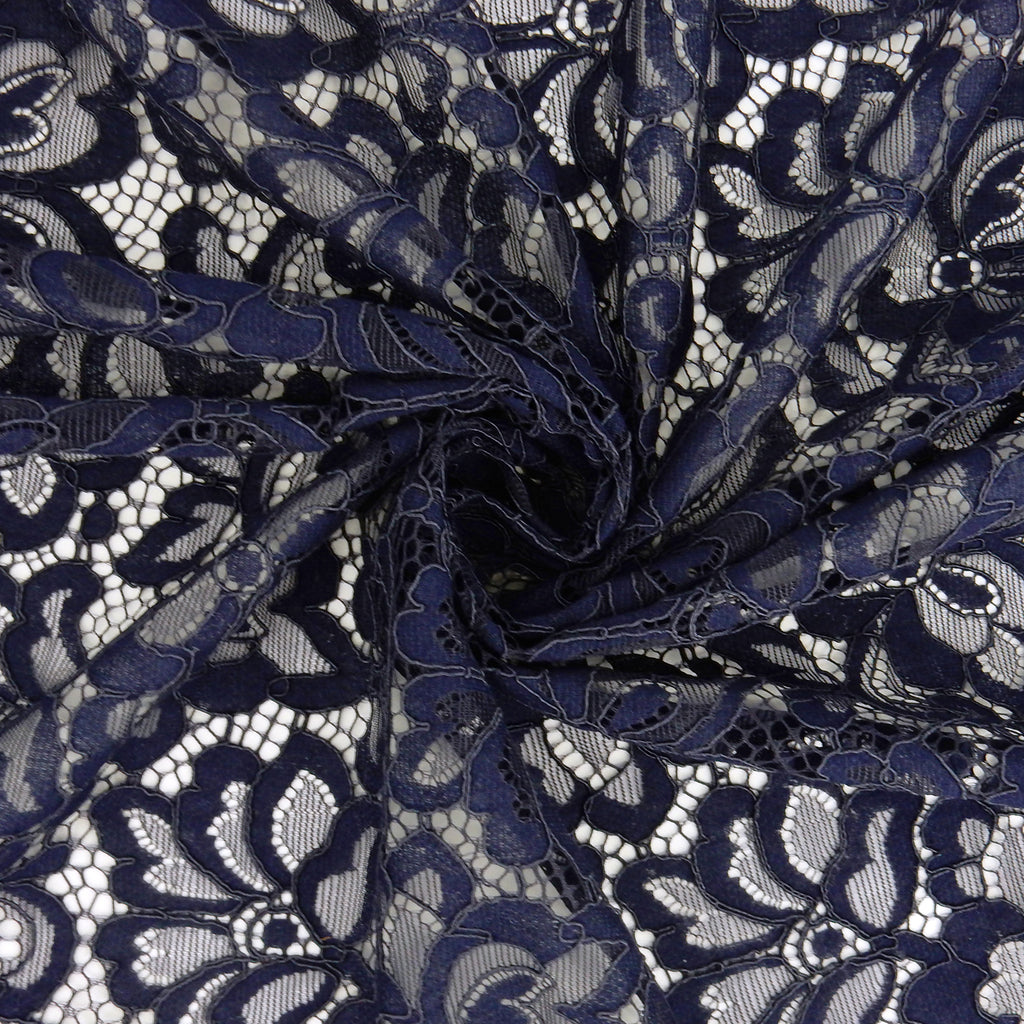 Double Sided Eyelash Scalloped Border Lace Fabric 3543 Night