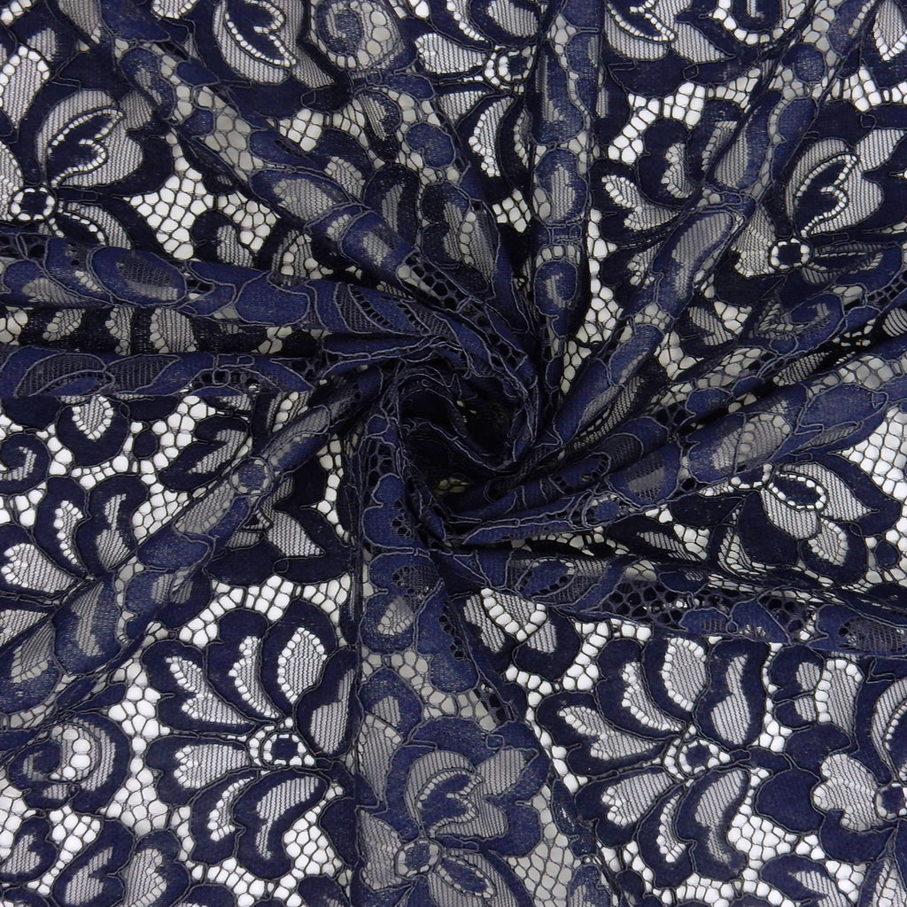 Double Sided Eyelash Scalloped Border Lace Fabric 3543 Night