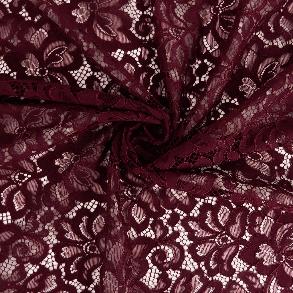 Double Sided Eyelash Scalloped Border Lace Fabric 3543 Burgundy