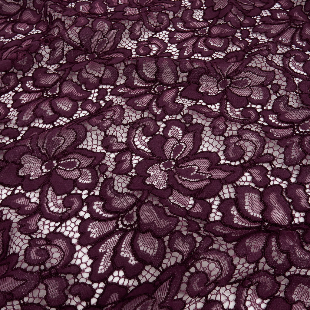 Double Sided Eyelash Scalloped Border Lace Fabric 3543 Dark Violet
