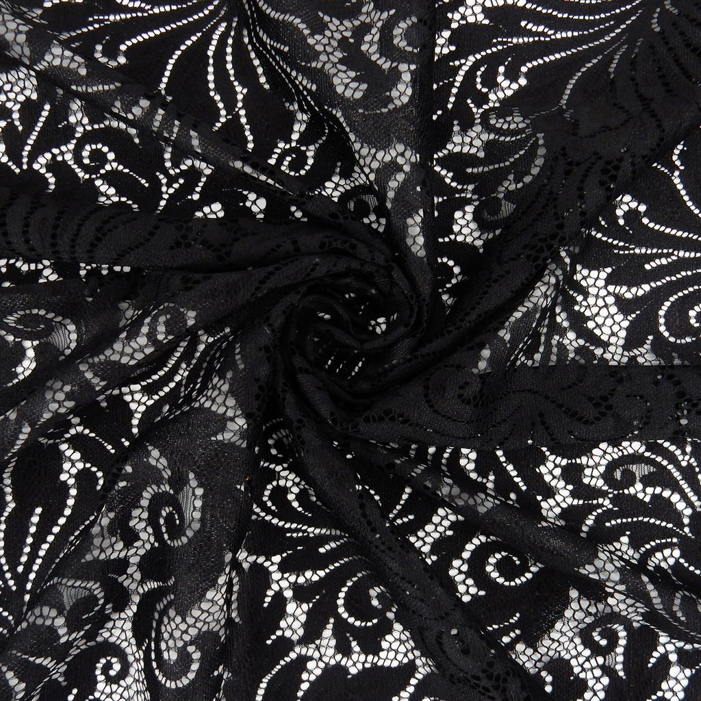 Double Sided Eyelash Scalloped Border Lace Fabric 3570 Black