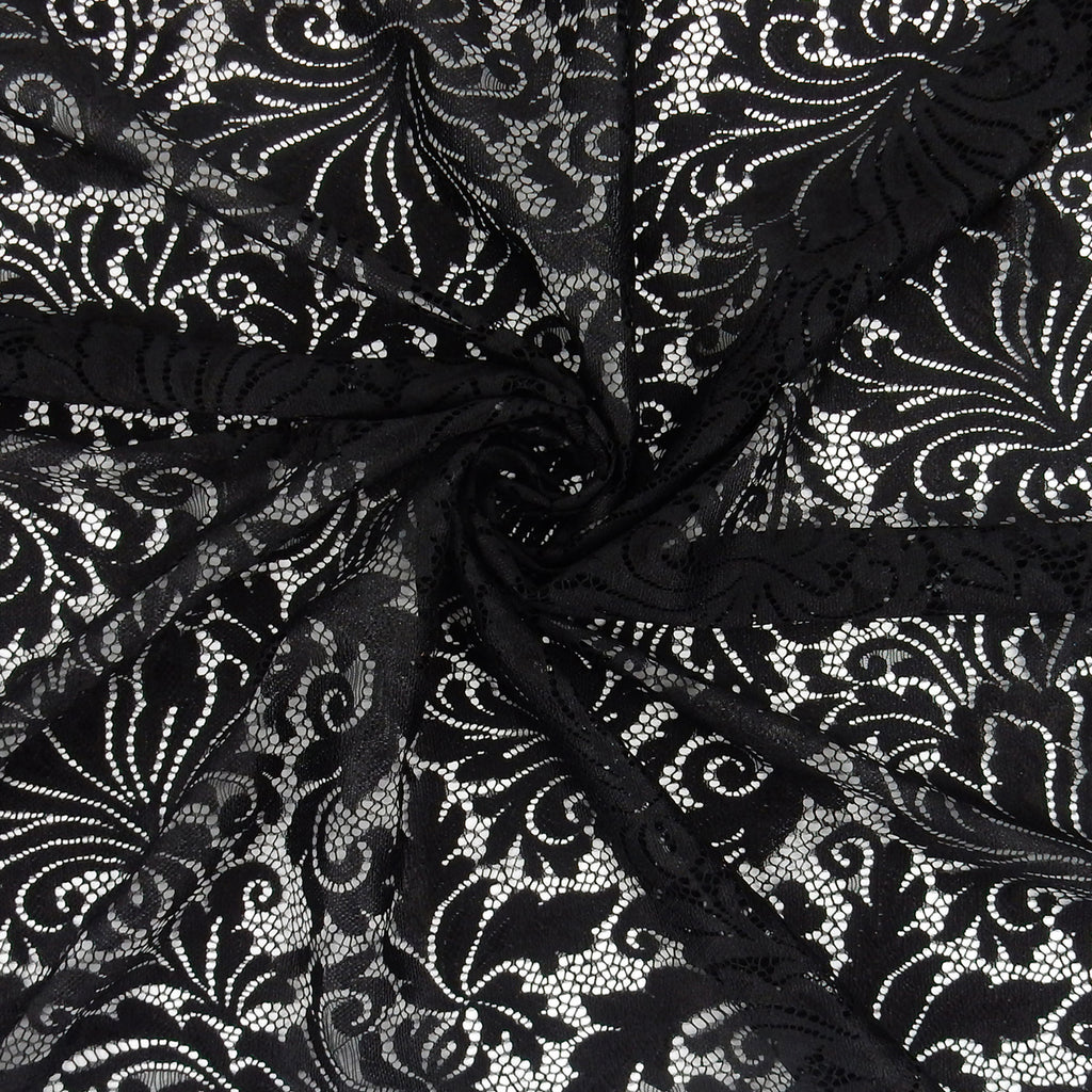 Double Sided Eyelash Scalloped Border Lace Fabric 3570 Black