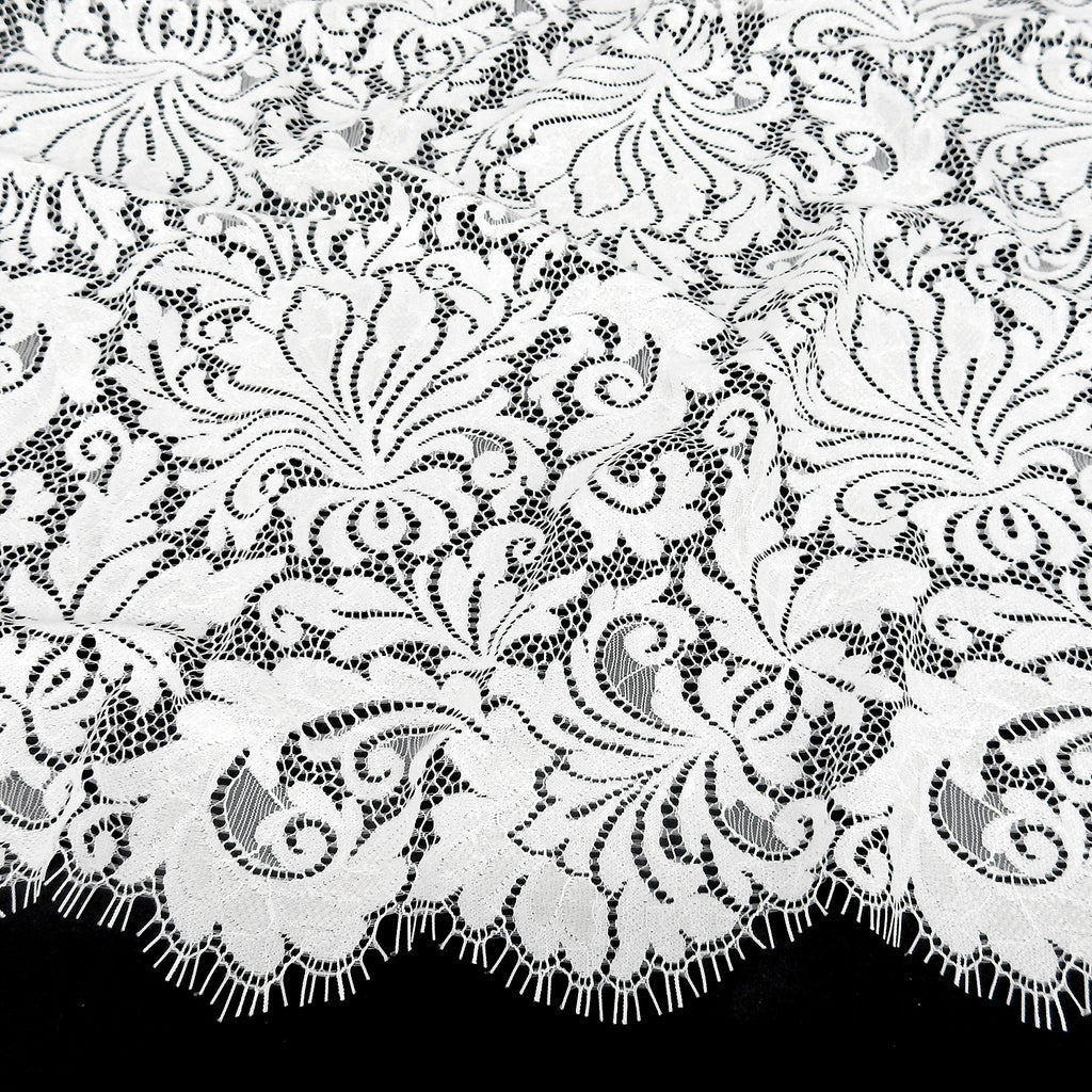 Double Sided Eyelash Scalloped Border Lace Fabric 3570 Ivory