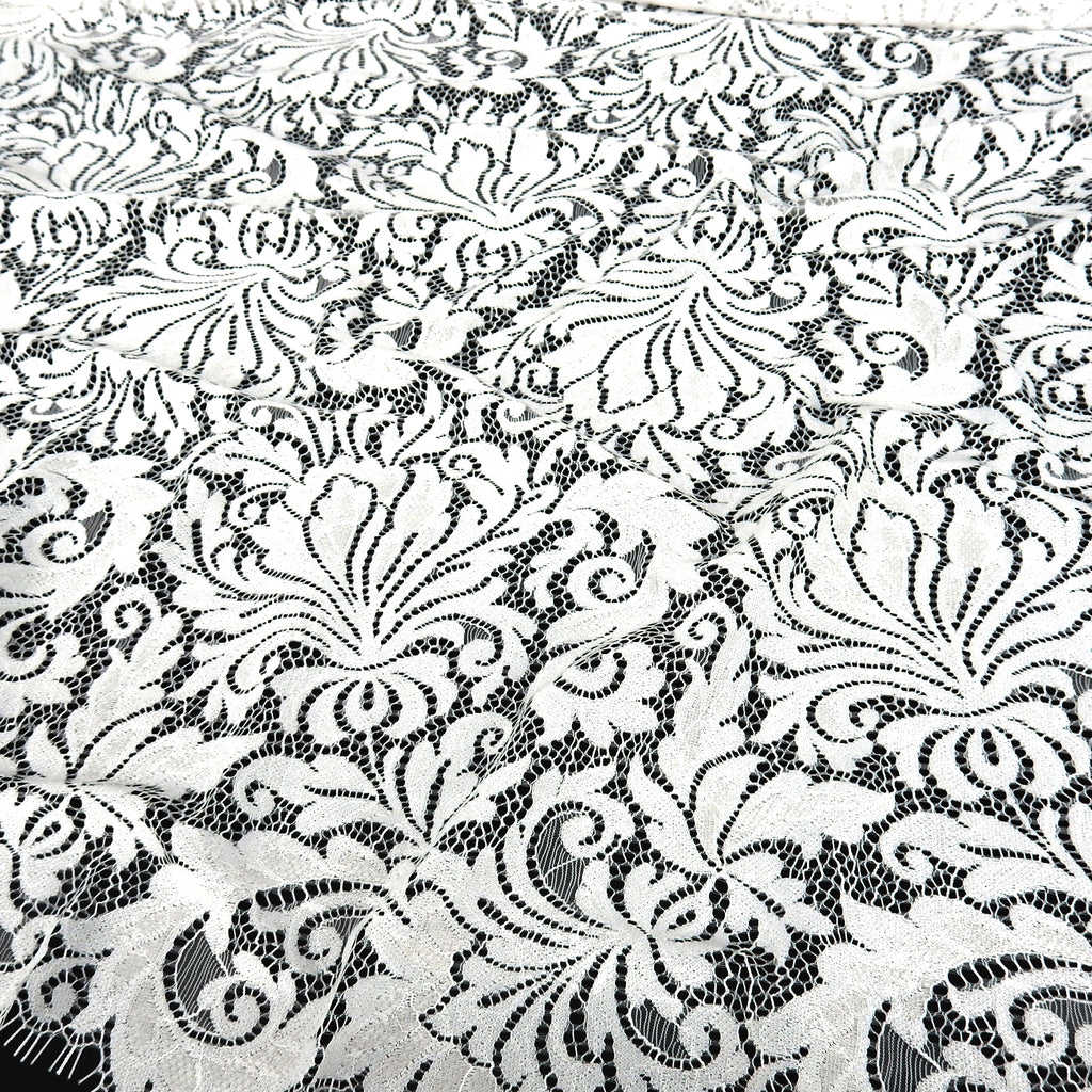 Double Sided Eyelash Scalloped Border Lace Fabric 3570 Ivory