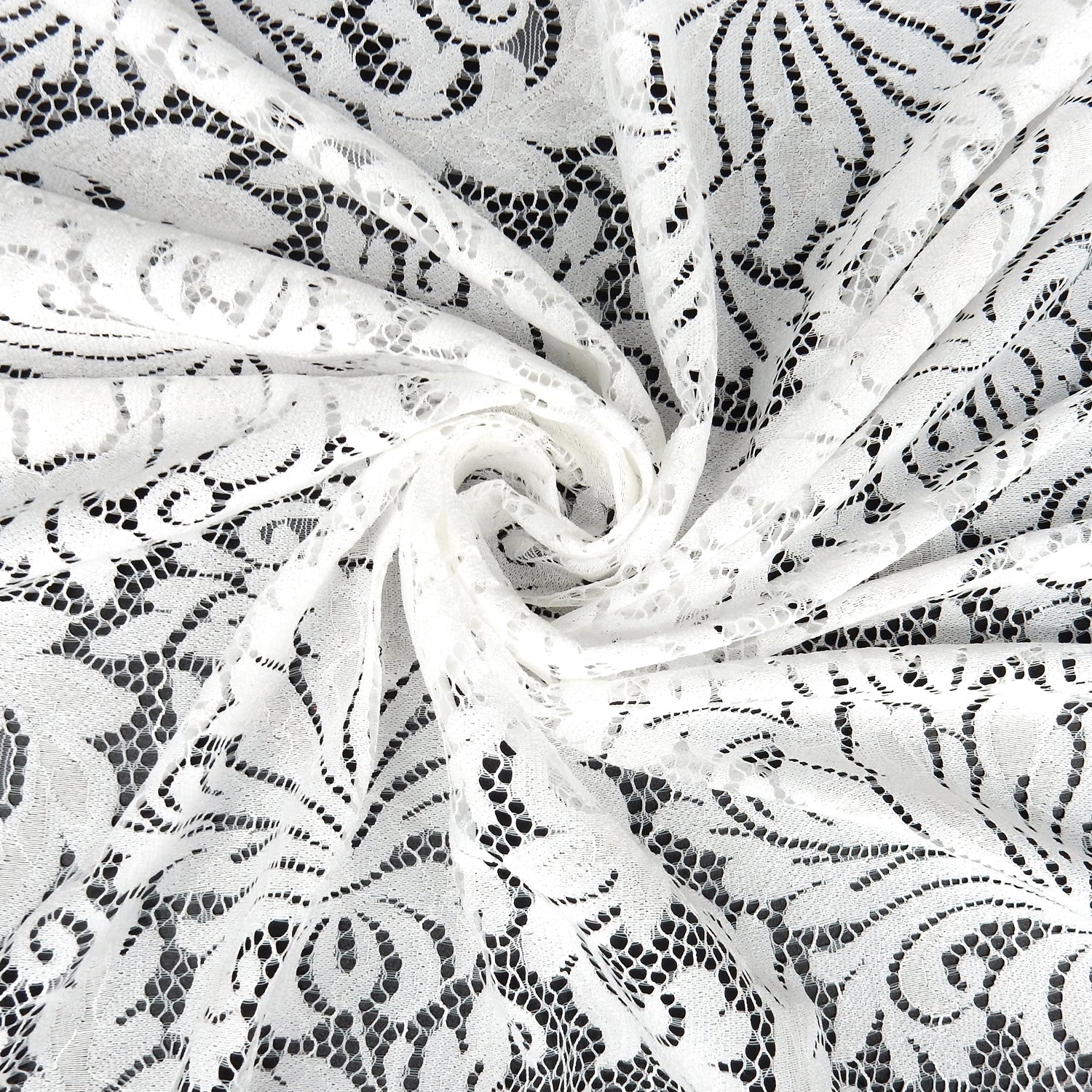 Double Sided Eyelash Scalloped Border Lace Fabric 3570 Ivory