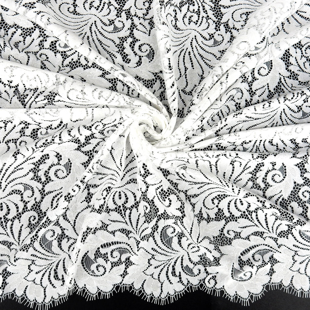 Double Sided Eyelash Scalloped Border Lace Fabric 3570 Ivory