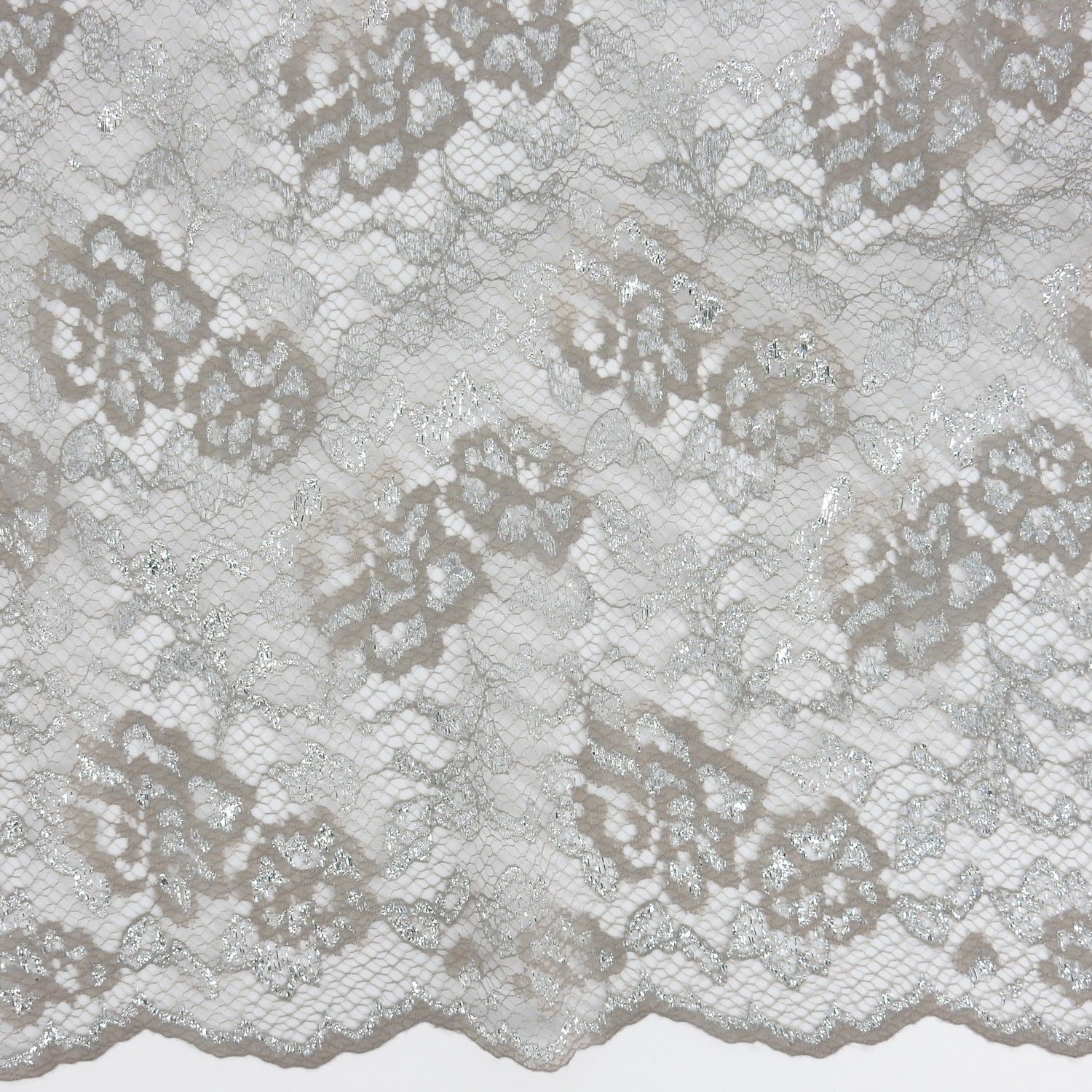 Metallic Double-Sided Border Klauber Lace Fabric 3831 Sandstone/Silver