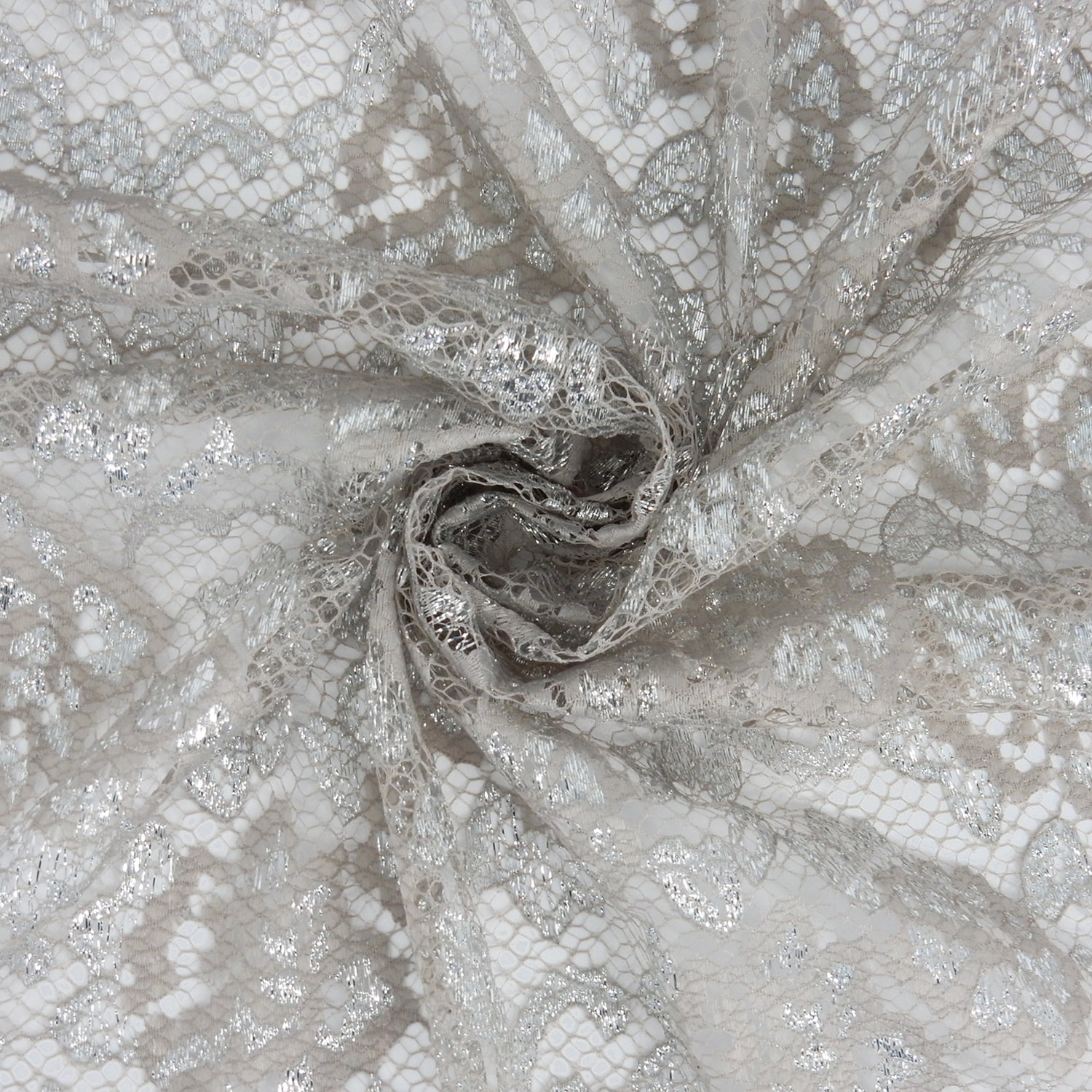 Metallic Double-Sided Border Klauber Lace Fabric 3831 Sandstone/Silver