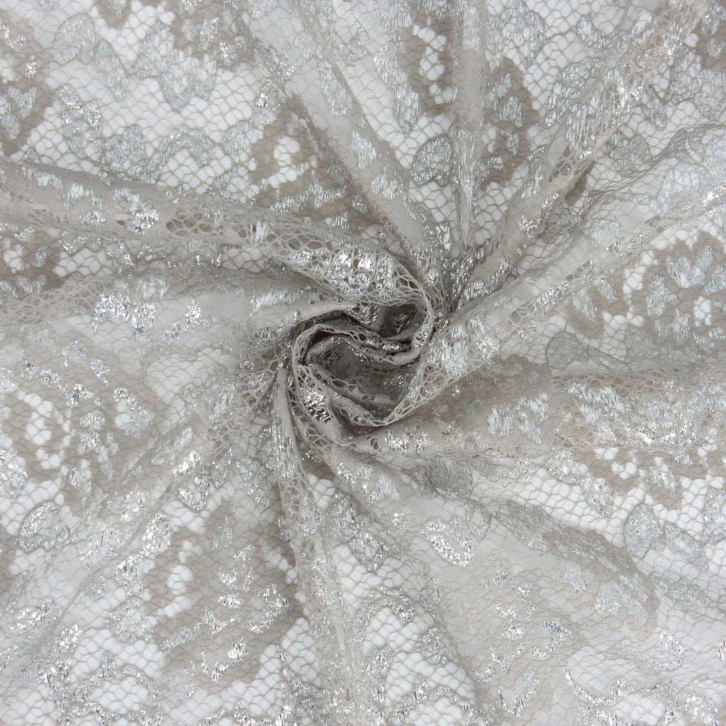 Metallic Double-Sided Border Lace Fabric 3831 Sandstone/Silver