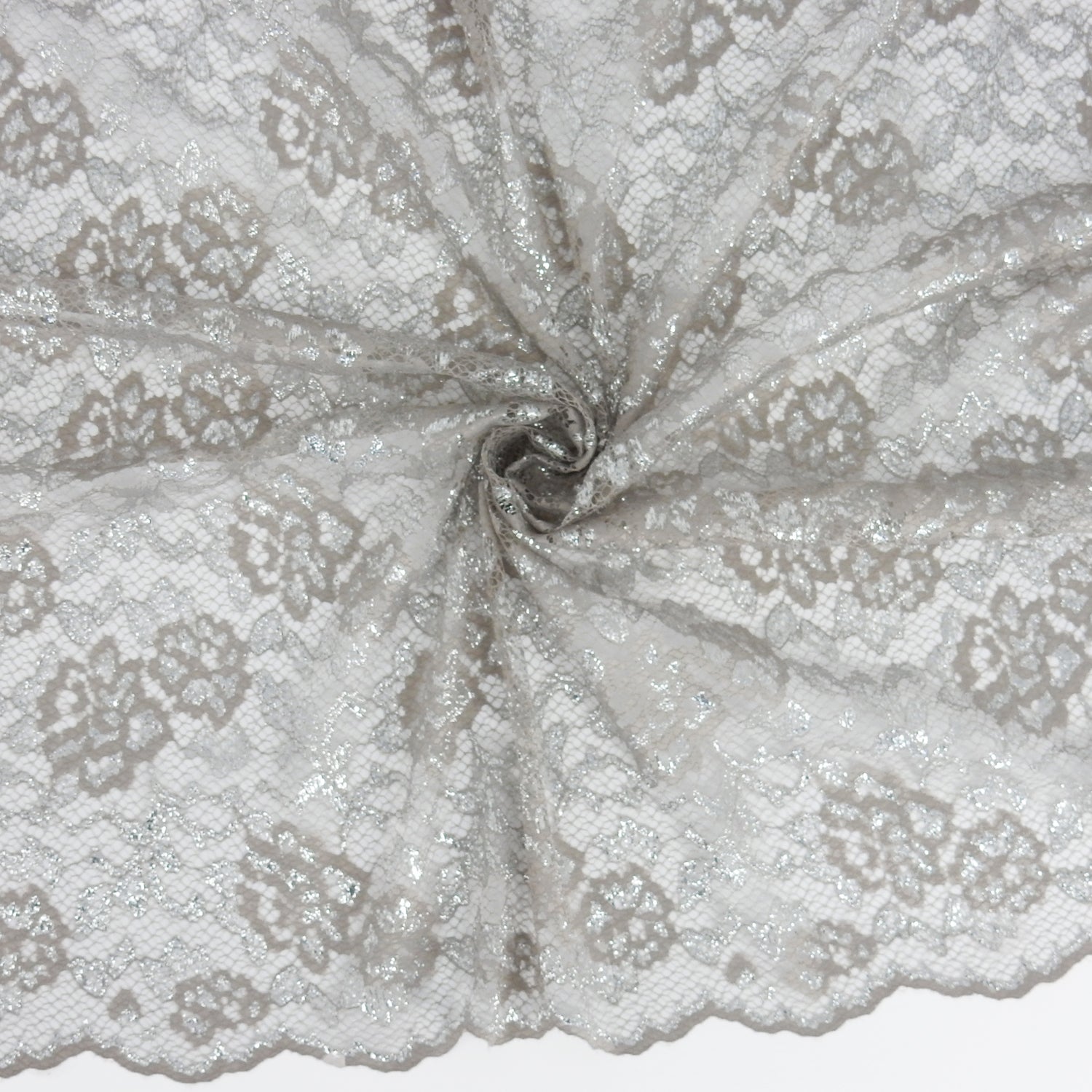 Metallic Double-Sided Border Klauber Lace Fabric 3831 Sandstone/Silver