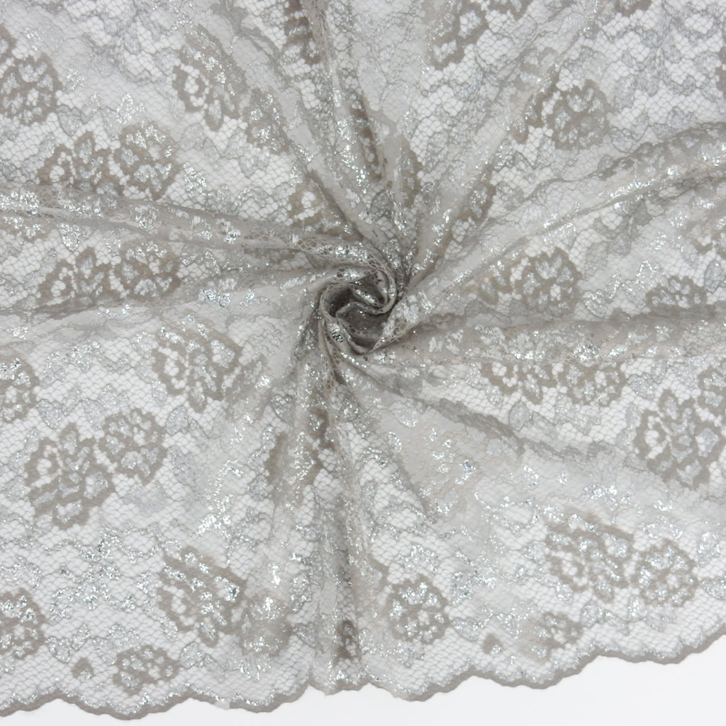 Metallic Double-Sided Border Lace Fabric 3831 Sandstone/Silver