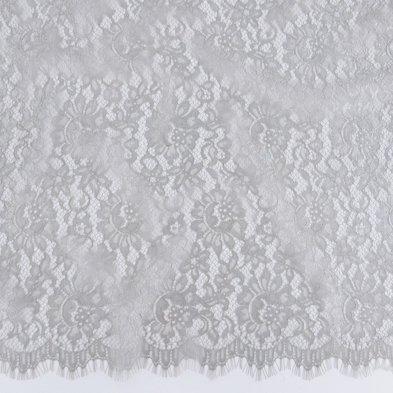 Double Scalloped Eyelash Border Klauber Lace Fabric 3861 Sandstone/Silver