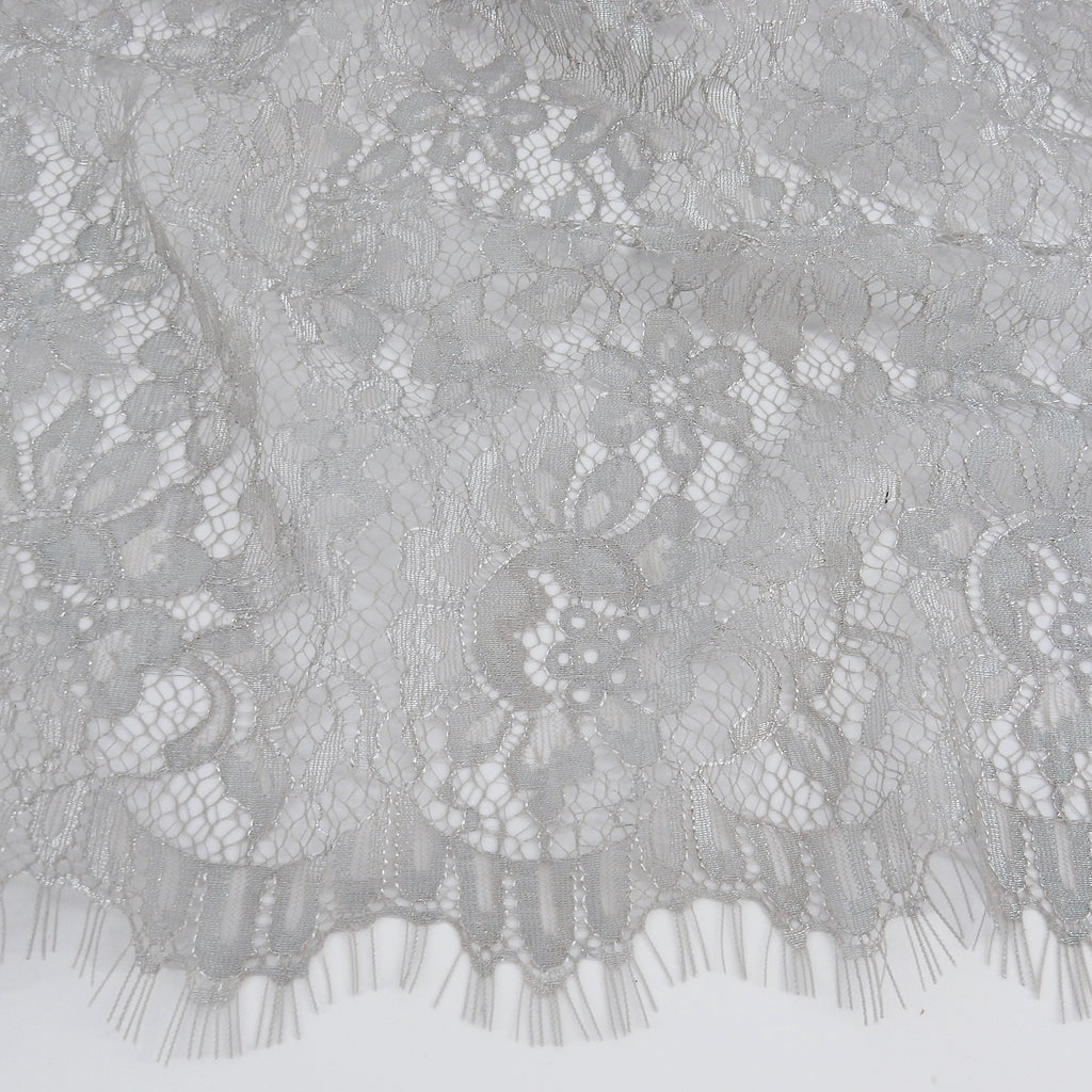 Double Sided Eyelash Scalloped Border Lace Fabric 3861 Sandstone/Silver