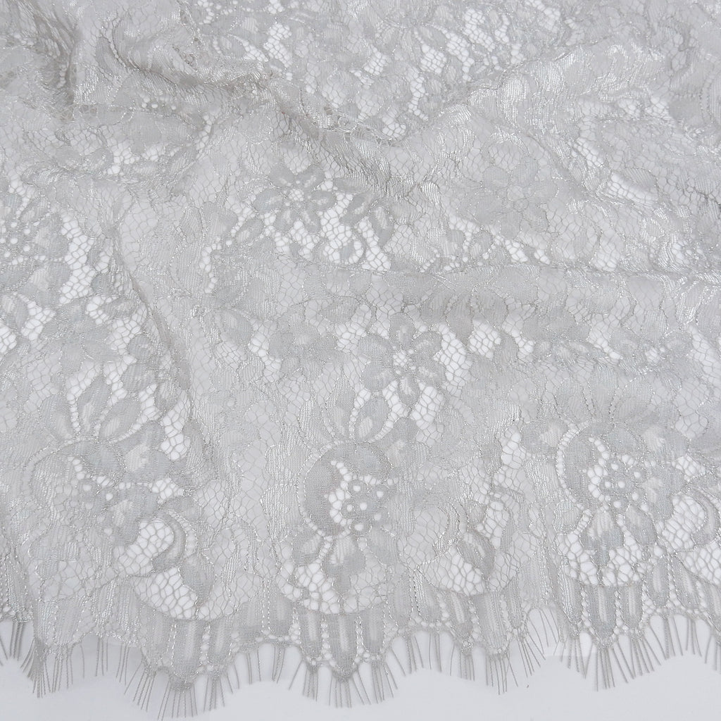 Double Sided Eyelash Scalloped Border Lace Fabric 3861 Sandstone/Silver