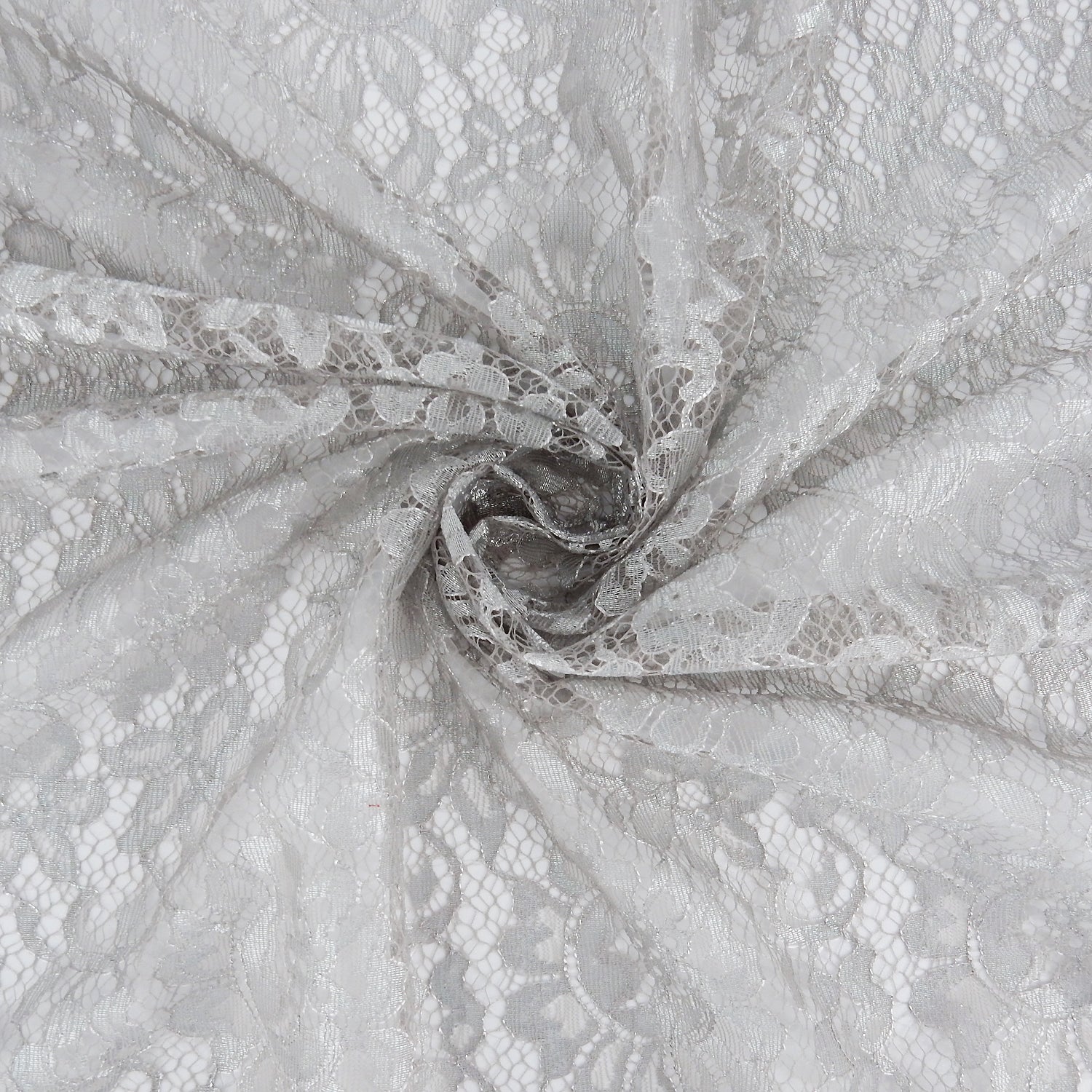Double Scalloped Eyelash Border Klauber Lace Fabric 3861 Sandstone/Silver