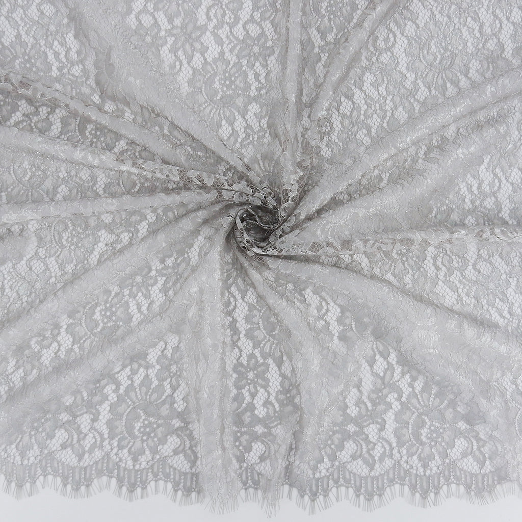 Double Sided Eyelash Scalloped Border Lace Fabric 3861 Sandstone/Silver