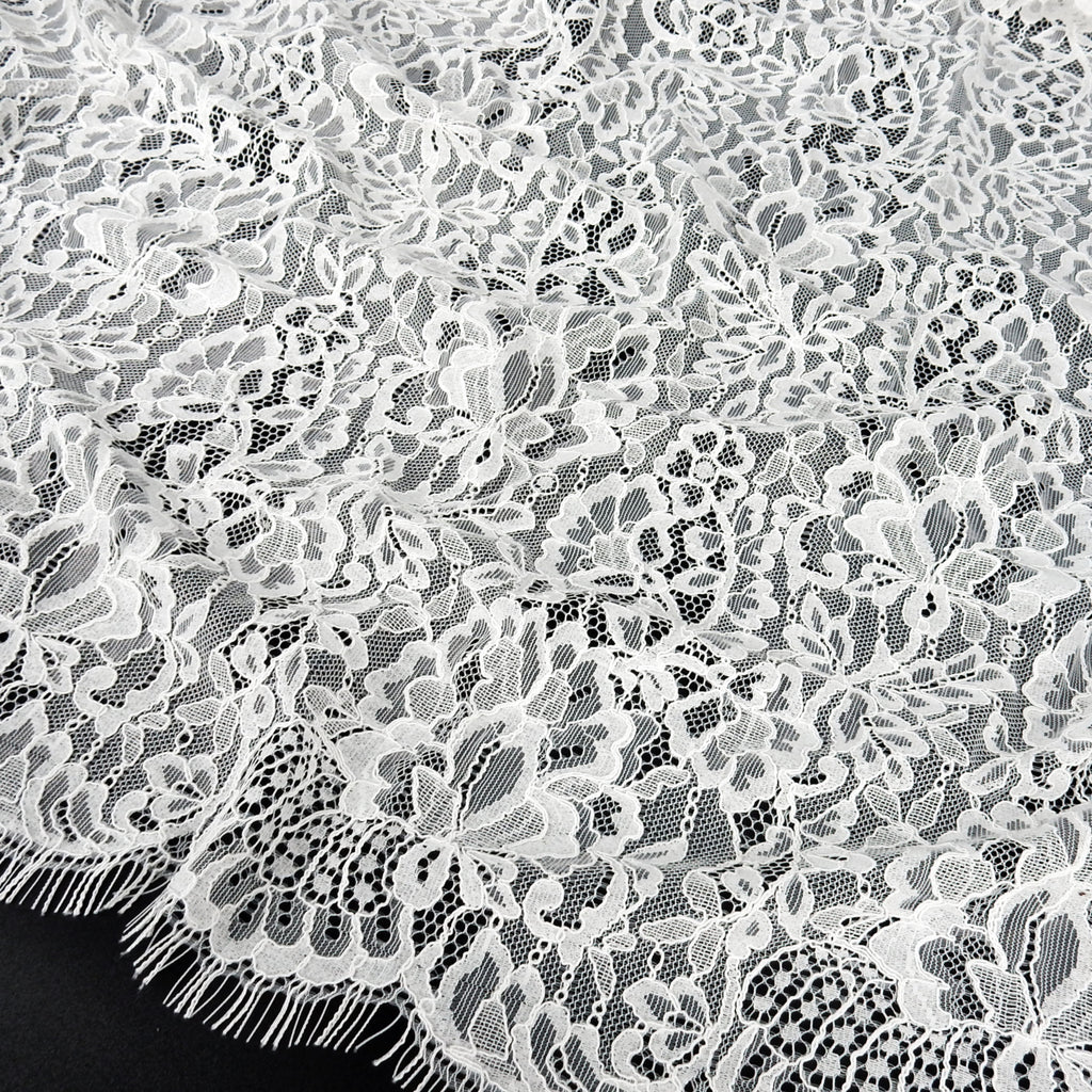 Double Sided Eyelash Scalloped Border Lace Fabric 4000 Off White