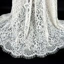 Double Sided Eyelash Scalloped Border Lace Fabric 4000 Off White