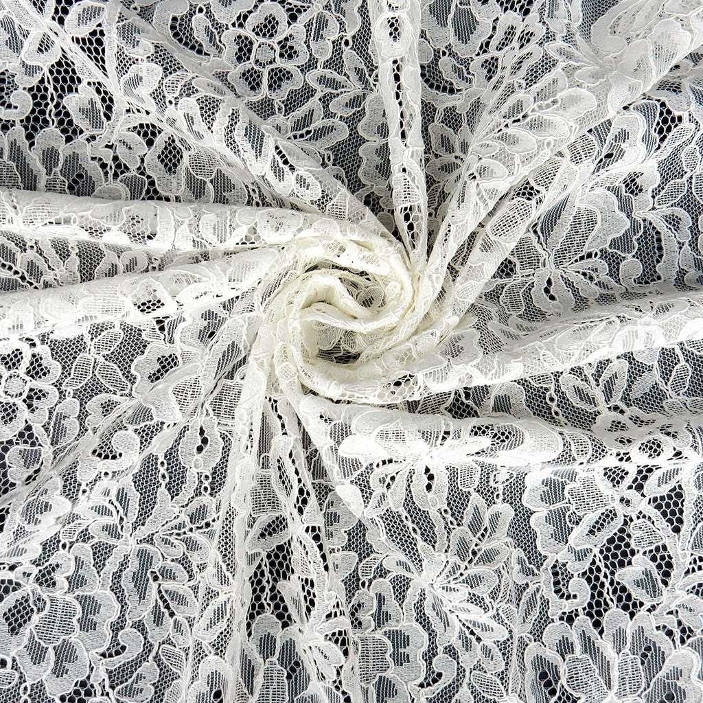 Double Sided Eyelash Scalloped Border Lace Fabric 4000 Off White