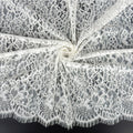 Double Sided Eyelash Scalloped Border Lace Fabric 4000 Off White
