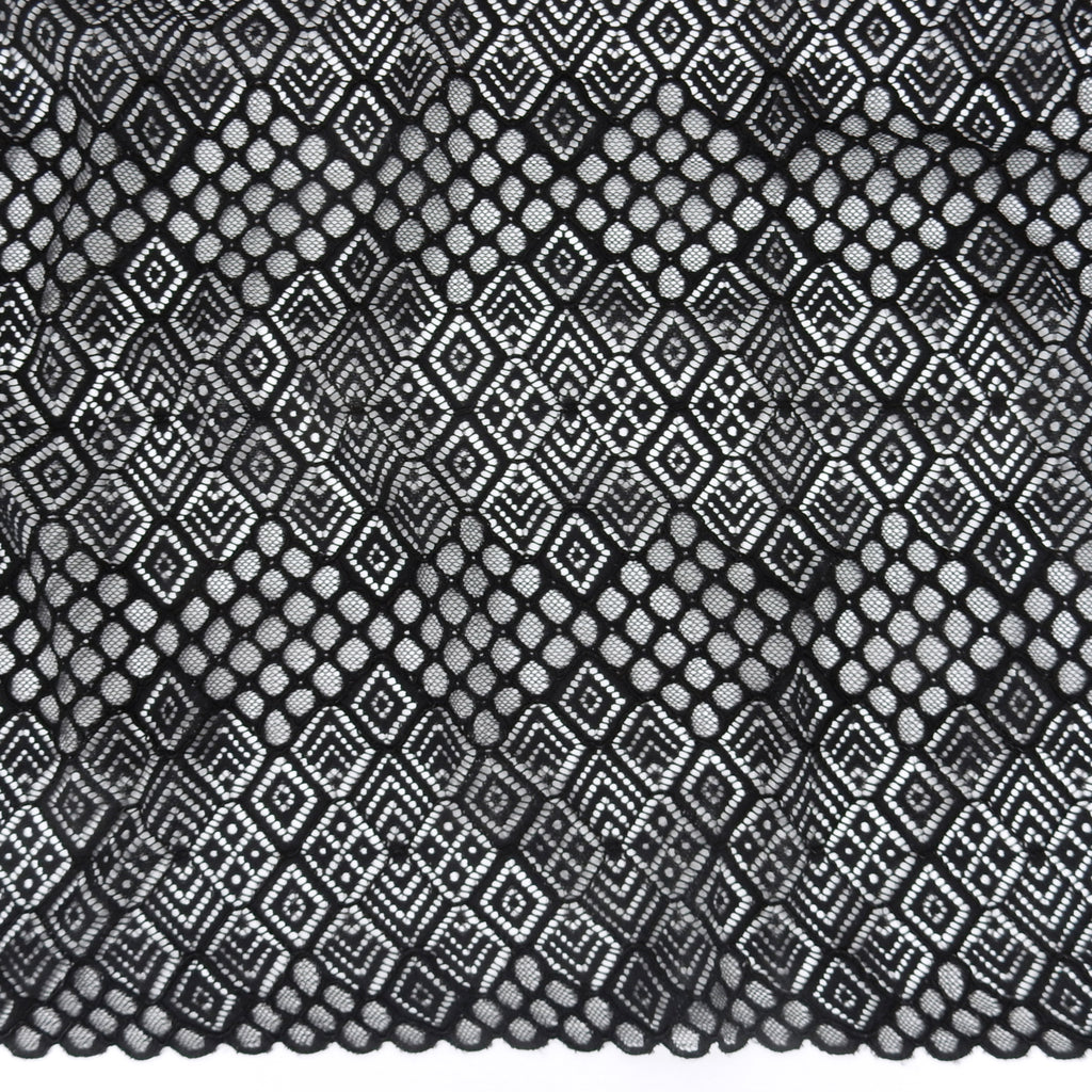 Double Scalloped Lace Fabric 4005  Black