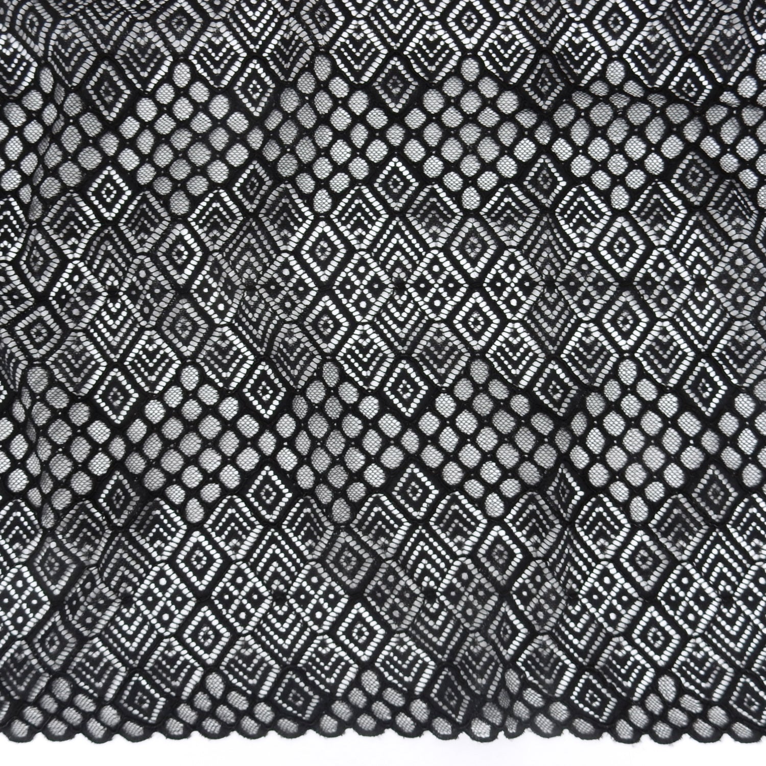 Double Scalloped Lace Fabric 4005  Black