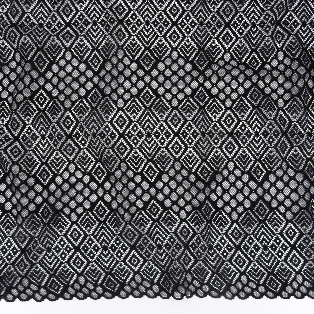 Double Scalloped Lace Fabric 4005  Black