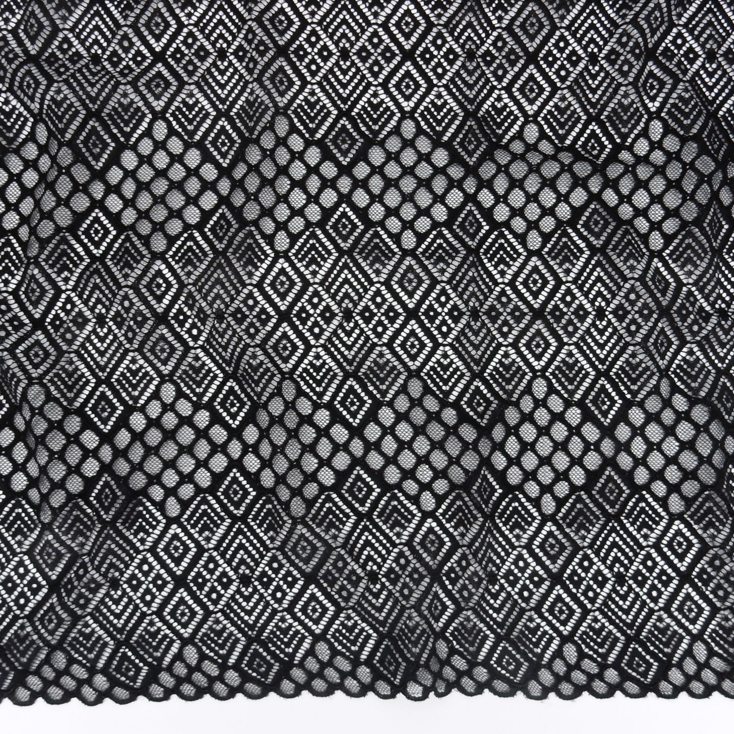 Double Scalloped Lace Fabric 4005  Black