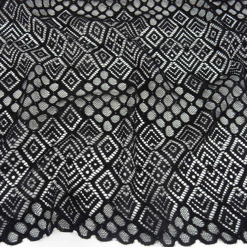 Double Scalloped Lace Fabric 4005  Black
