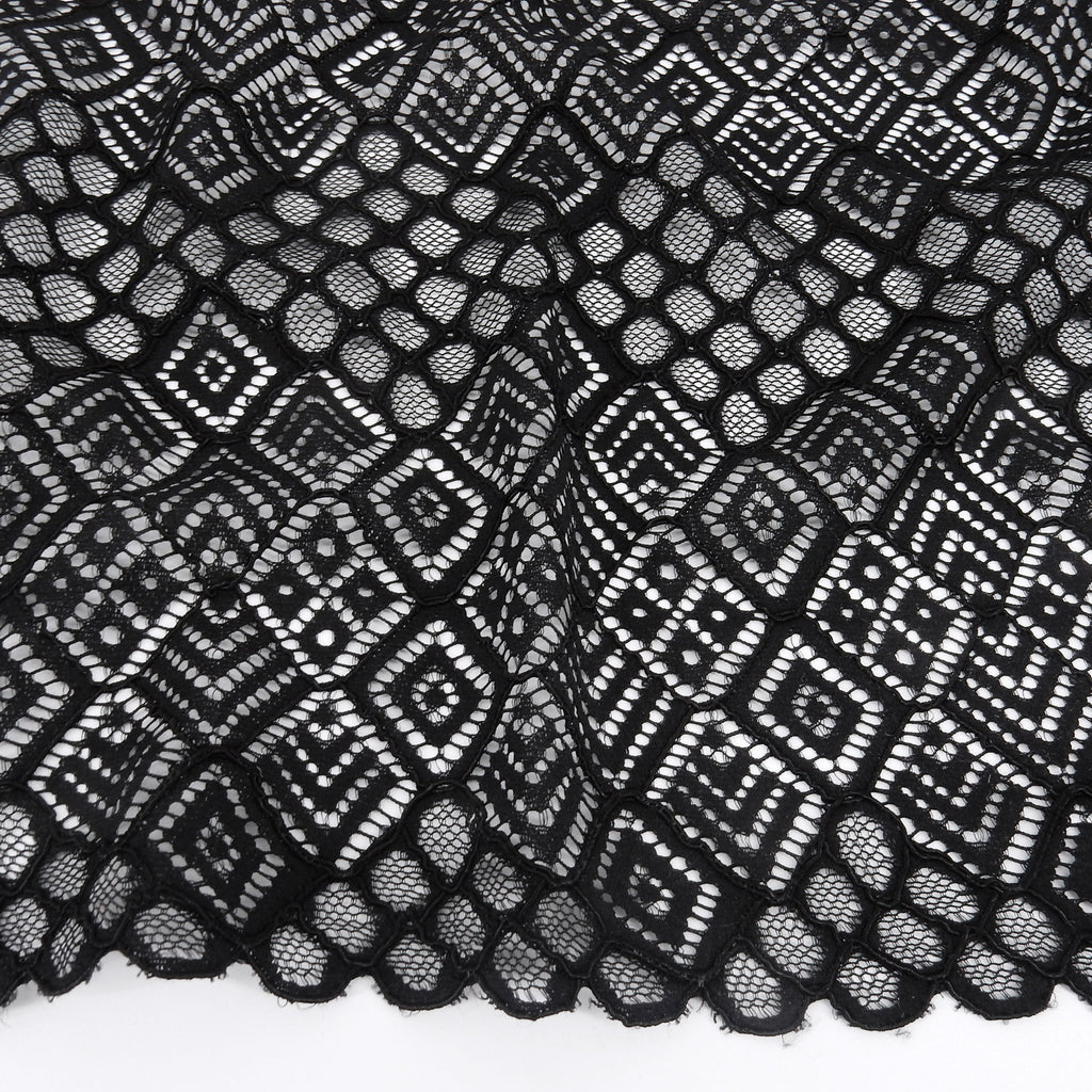Double Scalloped Lace Fabric 4005  Black