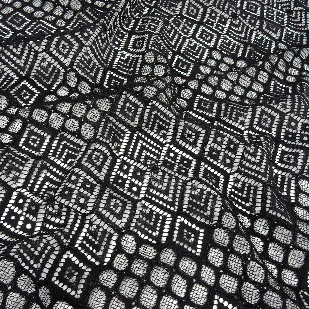 Double Scalloped Lace Fabric 4005  Black