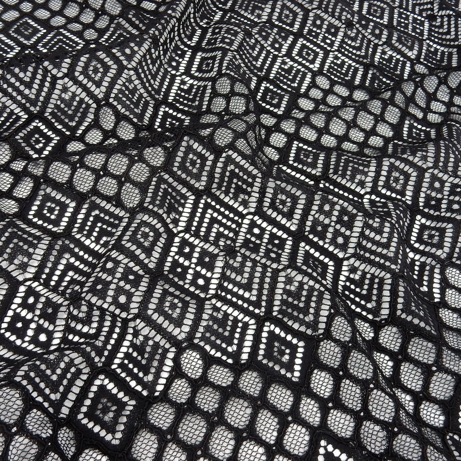 Double Scalloped Lace Fabric 4005  Black