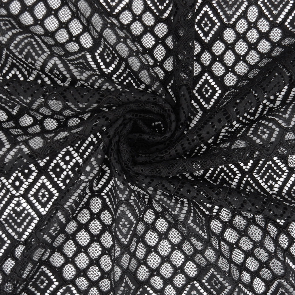 Double Scalloped Lace Fabric 4005  Black