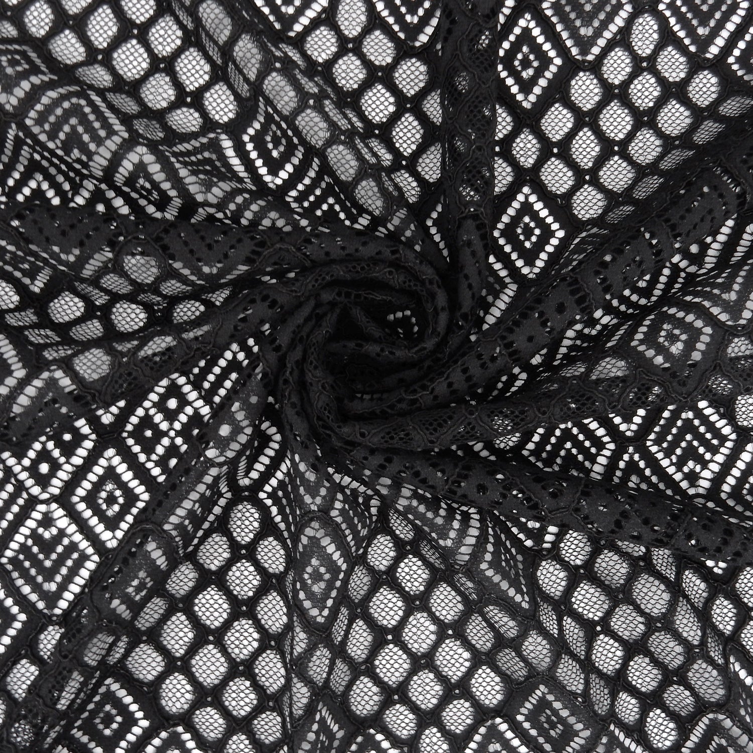Double Scalloped Lace Fabric 4005  Black