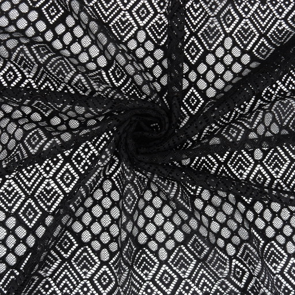 Double Scalloped Lace Fabric 4005  Black