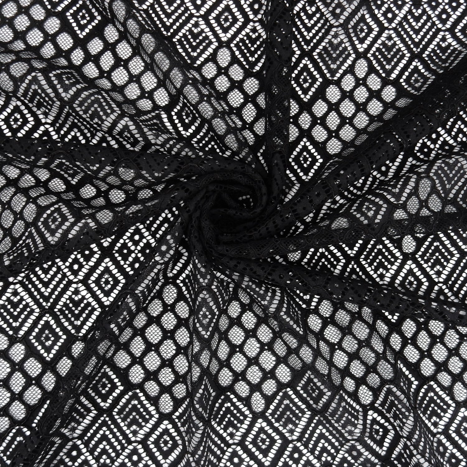 Double Scalloped Lace Fabric 4005  Black