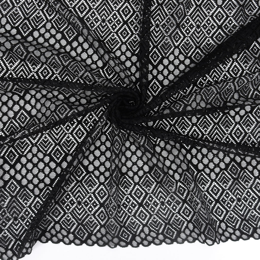 Double Scalloped Lace Fabric 4005  Black
