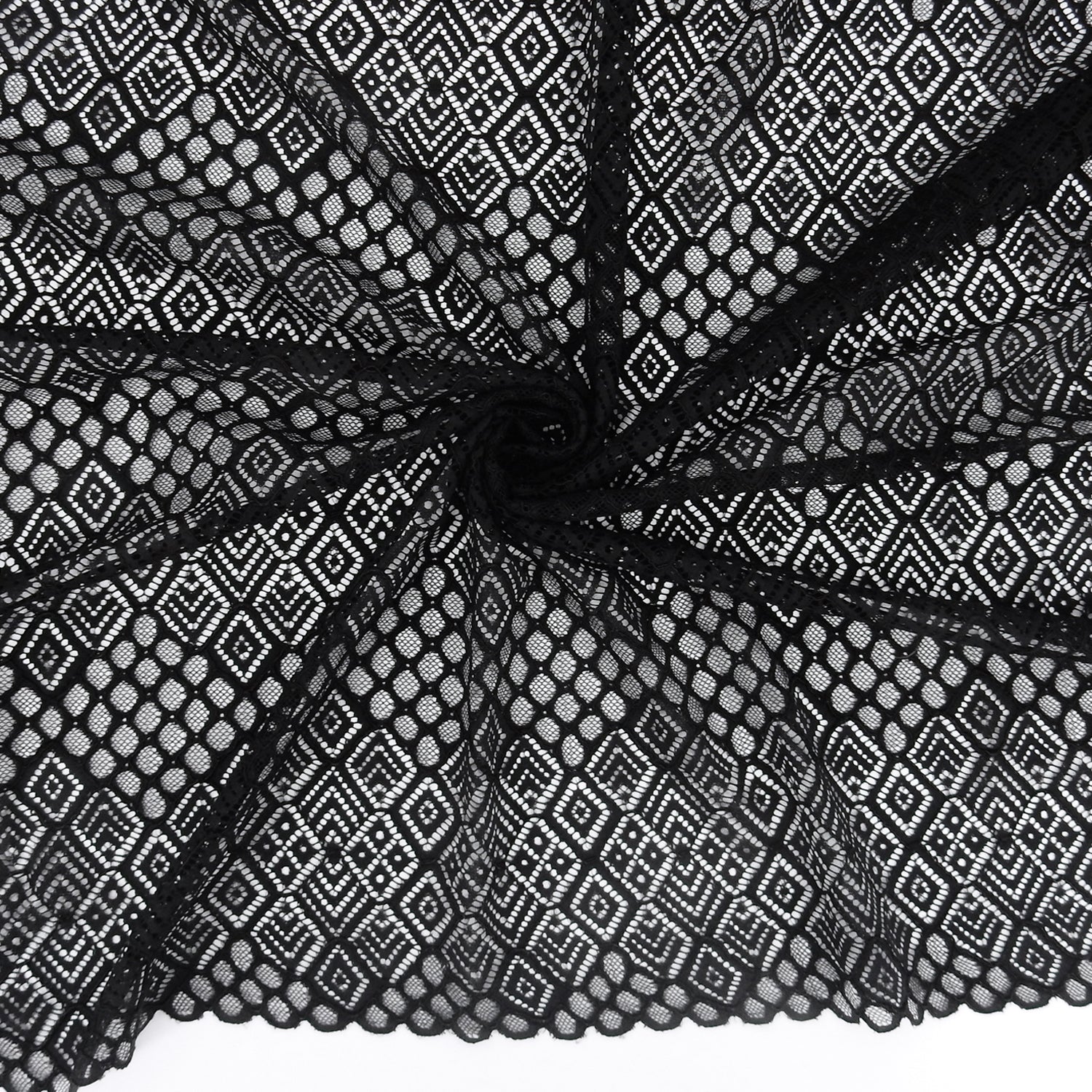 Double Scalloped Lace Fabric 4005  Black