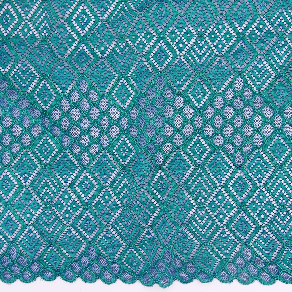 Double Scalloped Lace Fabric 4005 Blue/Green