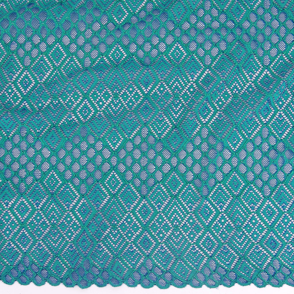 Double Scalloped Lace Fabric 4005 Blue/Green