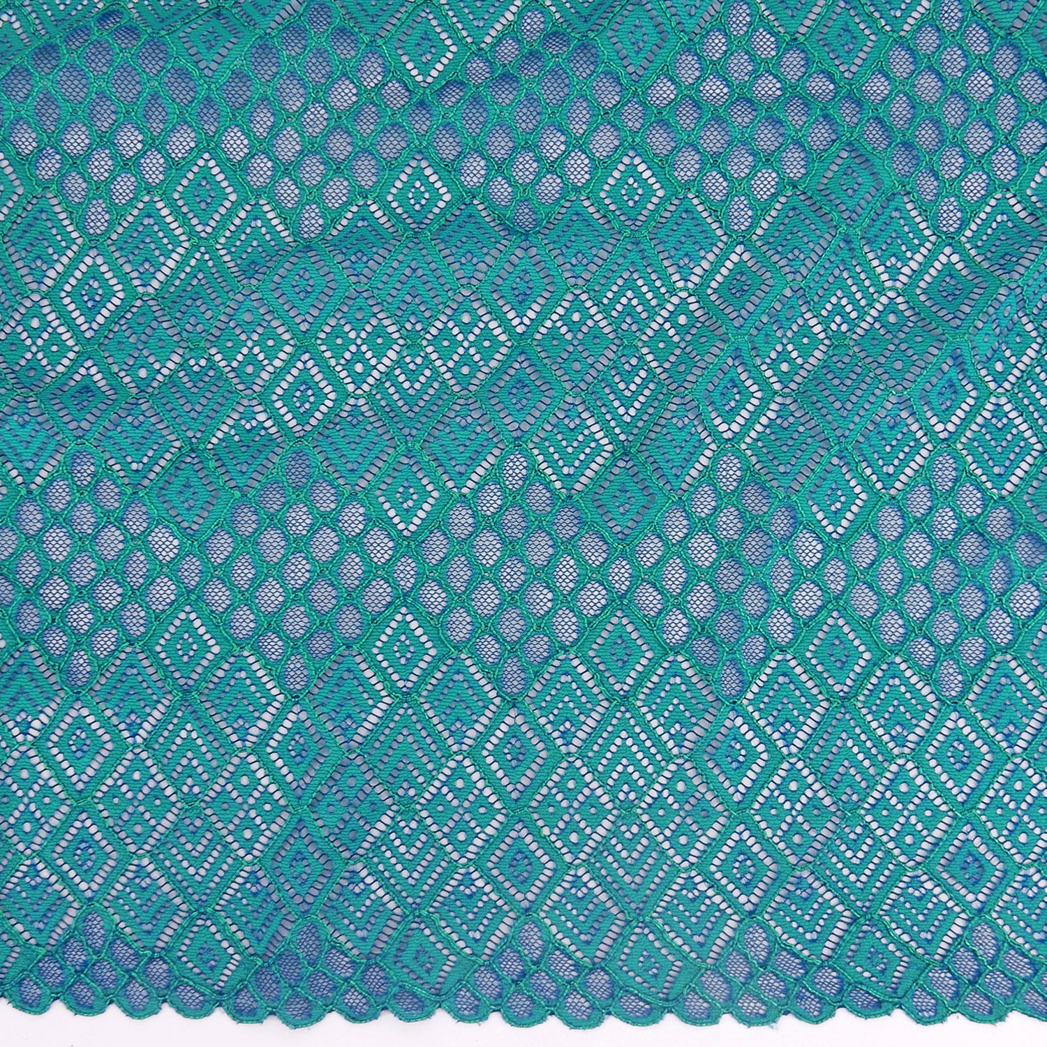 Double Scalloped Lace Fabric 4005 Blue/Green