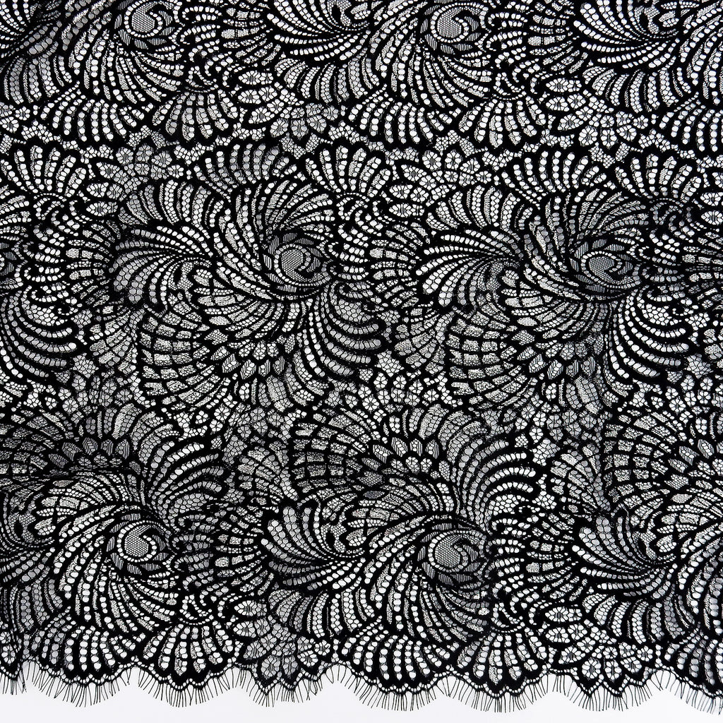 Metallic Double-Sided Eyelash Border Lace Fabric 4007 Black/Silver