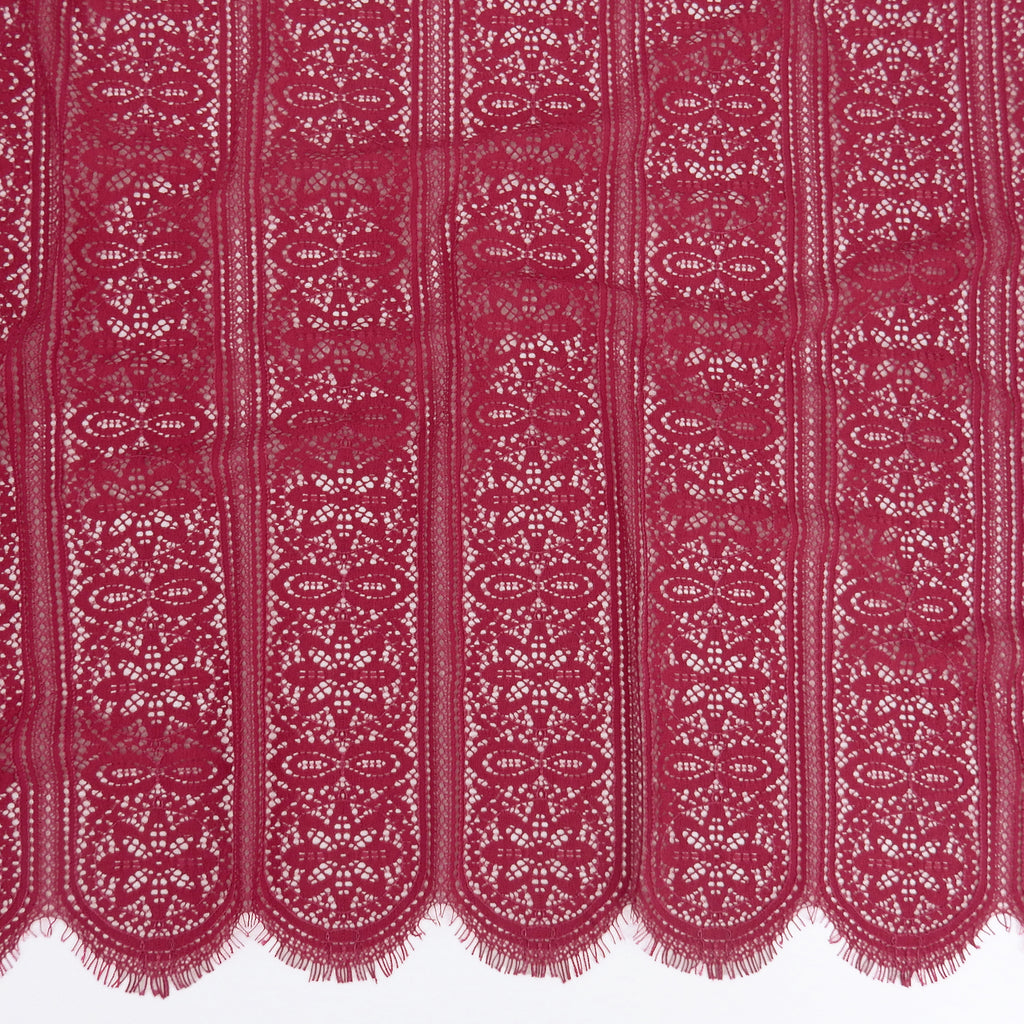 Double Sided Eyelash Scalloped Border Lace Fabric 4026 Red Bug