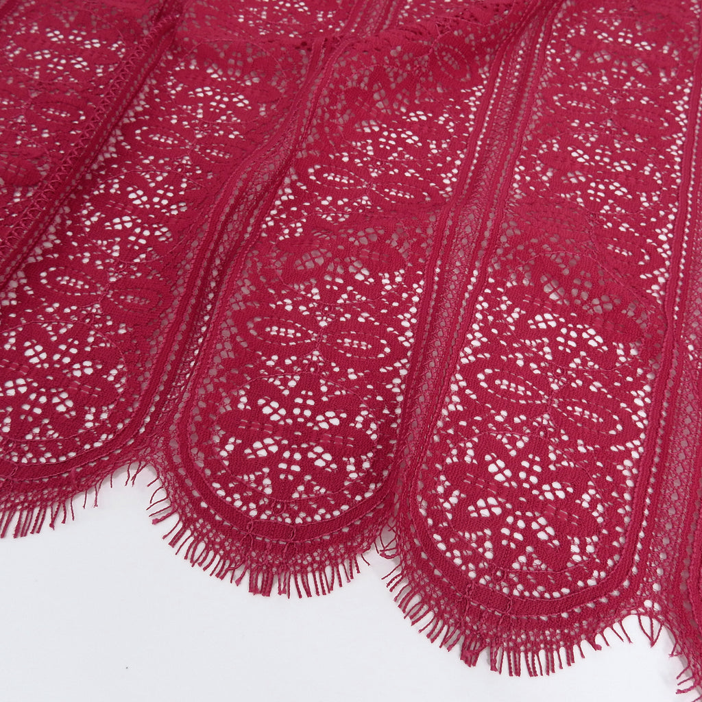 Double Sided Eyelash Scalloped Border Lace Fabric 4026 Red Bug