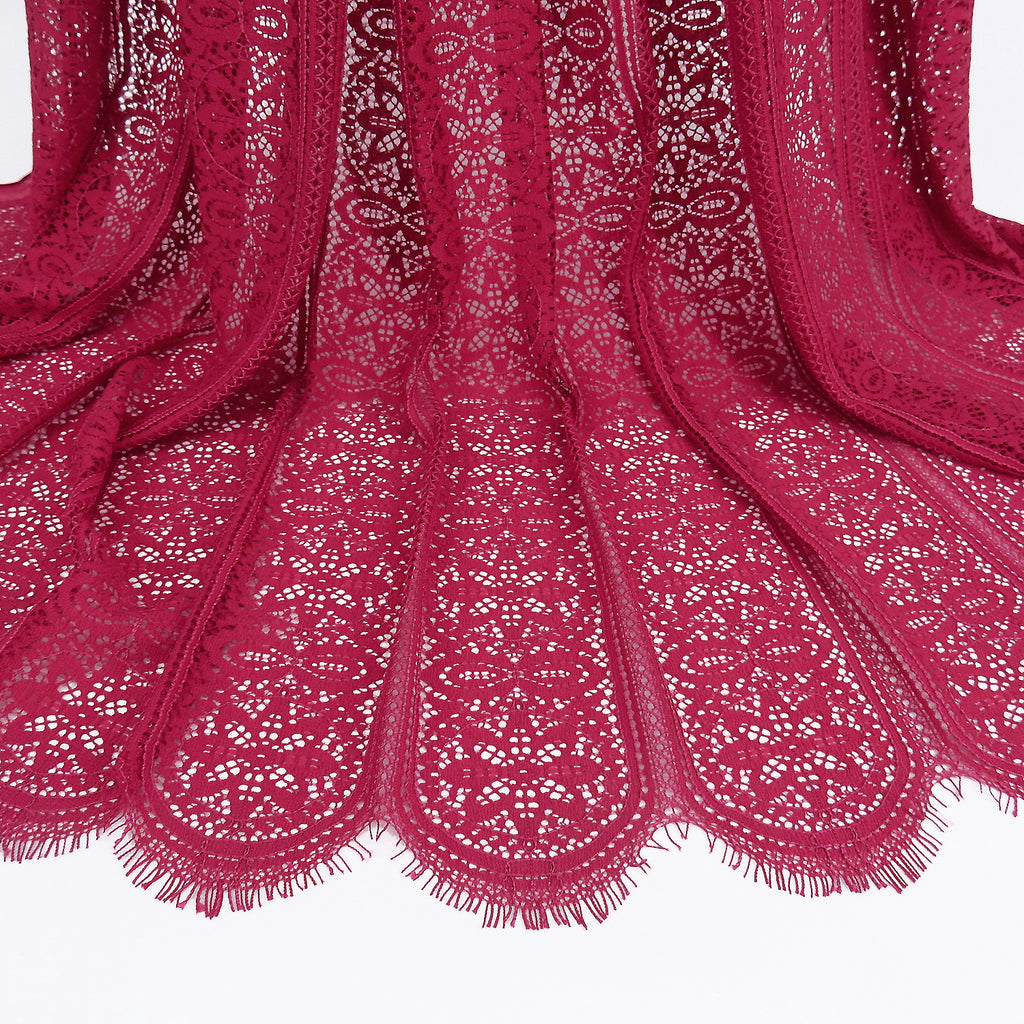 Double Sided Eyelash Scalloped Border Lace Fabric 4026 Red Bug
